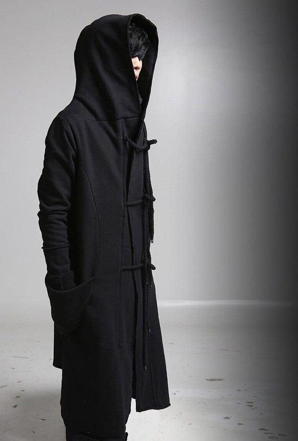 New fashion long trench coat men hip hop black long coat hoodie jacket mens casual wool overcoat hooded manteau homme cappotto