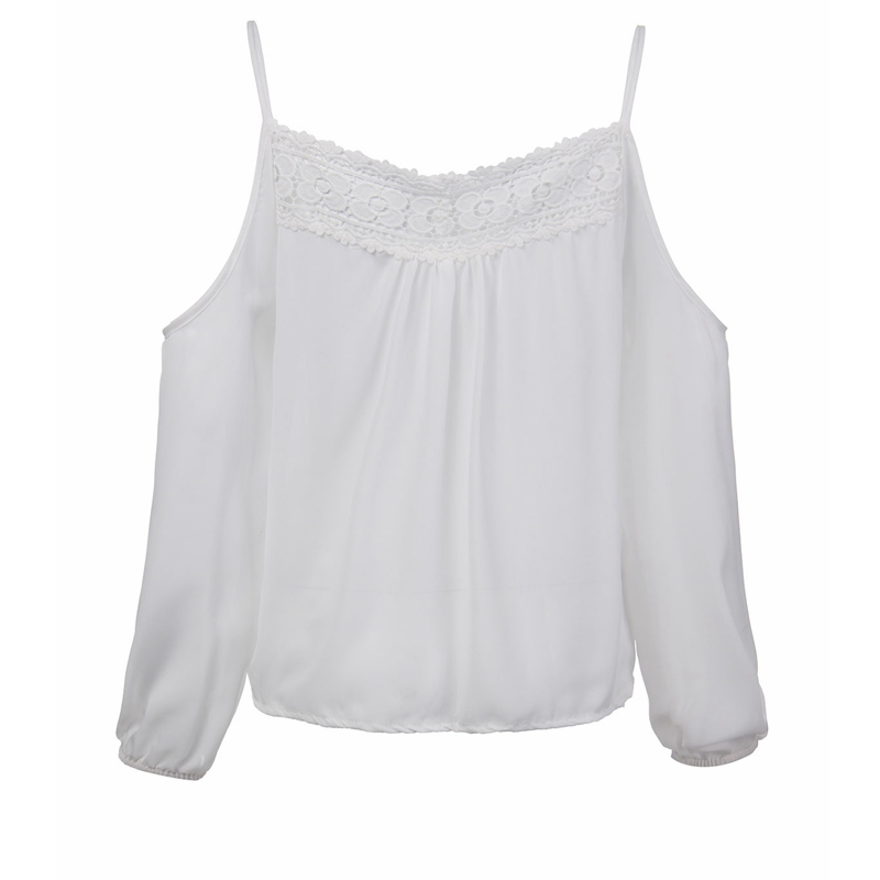 Wholesale-Summer Autumn 2016 New Sexy Women Off Shoulder Blouse Tops Lace Patchwork Long Sleeve Chiffon Loose Blusas Shirt Plus Size