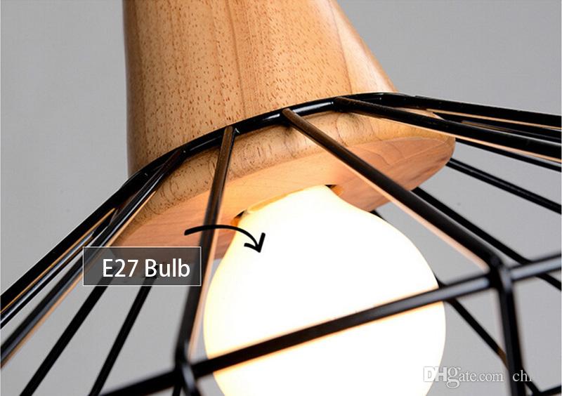 Loft Iron Pendant Light Vintage Industrial Lighting wooden chandeliers Bar Cafe Bedroom Restaurant Nordic Country Style Iron Hanging Light