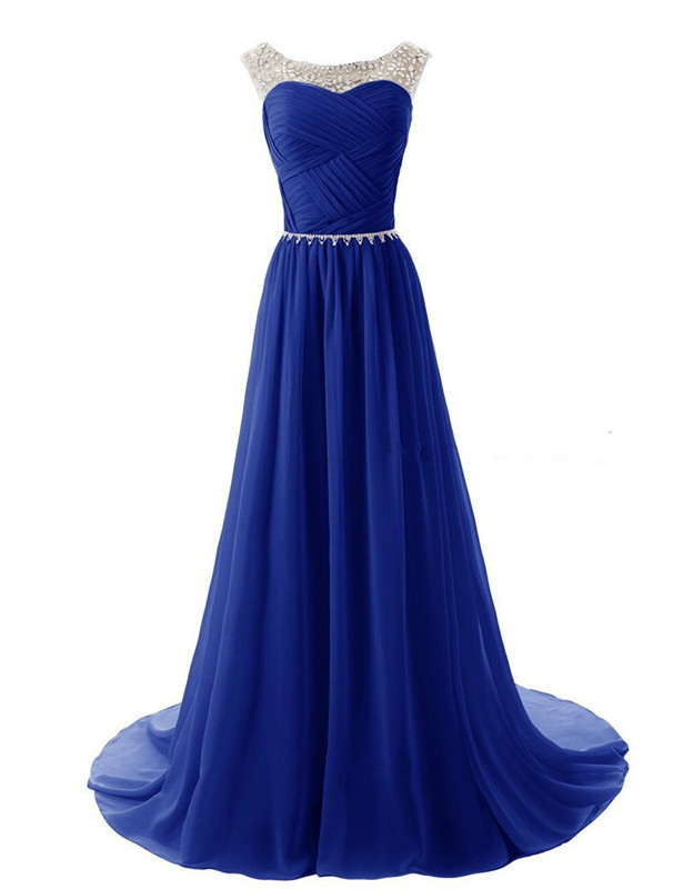 new stock sexy colorful long scoop chiffon formal prom dresses beads pleats floorlength evening party gowns