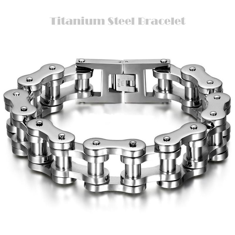 High Quality Men Punk Heavy Pulseras Titanium Steel Bracelets Bicycle Chains biker Bracelet Wristbands Bangles Trendy Jewelry Brace lace
High Quality Men Punk Heavy Pulseras Titanium Steel Bracelets Bicycle Chains biker Bracelet Wristbands Bangles Trendy Jewelry Brace lace