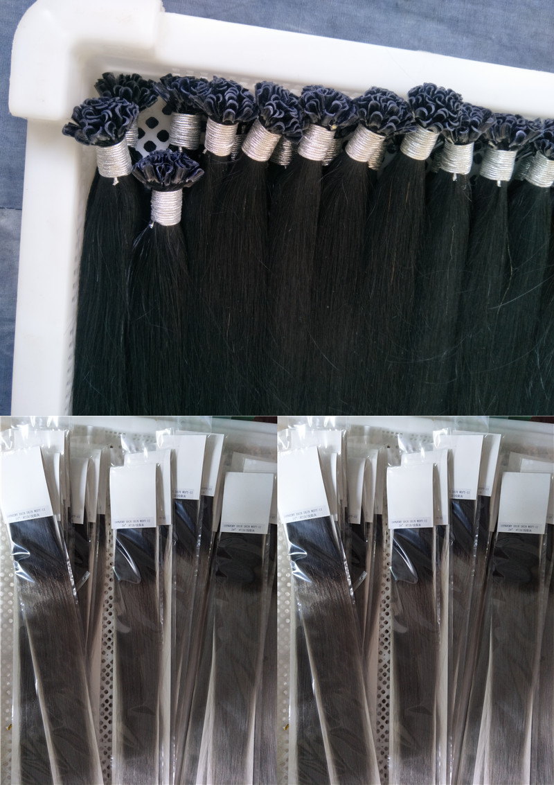 top grade 0 9g s 200st 180gr pack 14 24 100 human hair black color nail u tip hair extensions remy indian