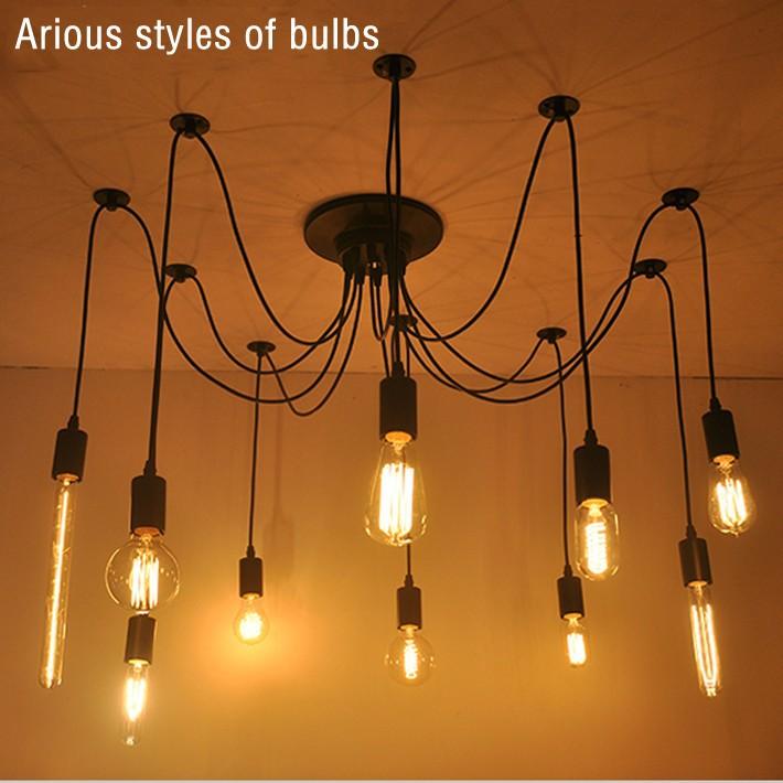 6/8/10/12/14 Lamps Retro Modern Spider Pendant Light Kitchen Lighting Metal Base Material E27 Bulb Base Living Room Lighting