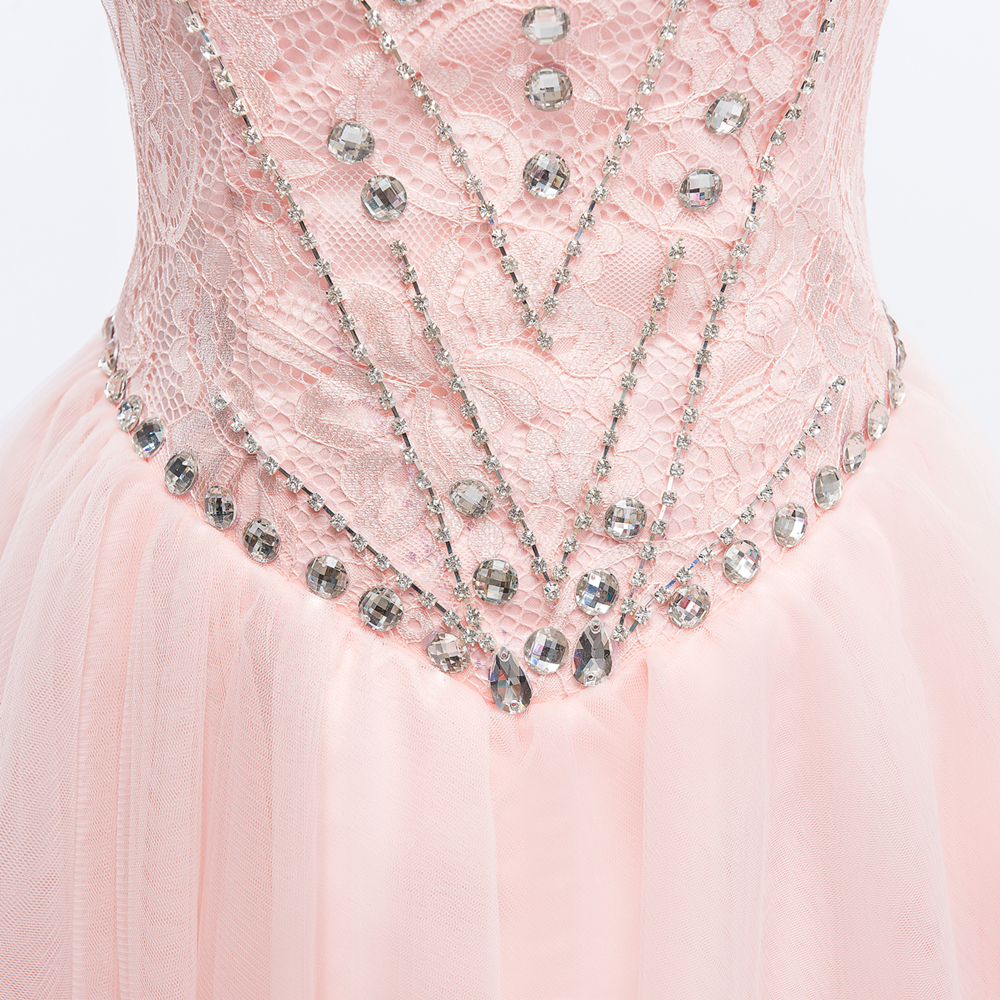 Beaded Crystal Organza Tulle Homecoming Dresses With Lace Top 2018 Sweetheart Short Prom Dresses Party Gowns Lace Up