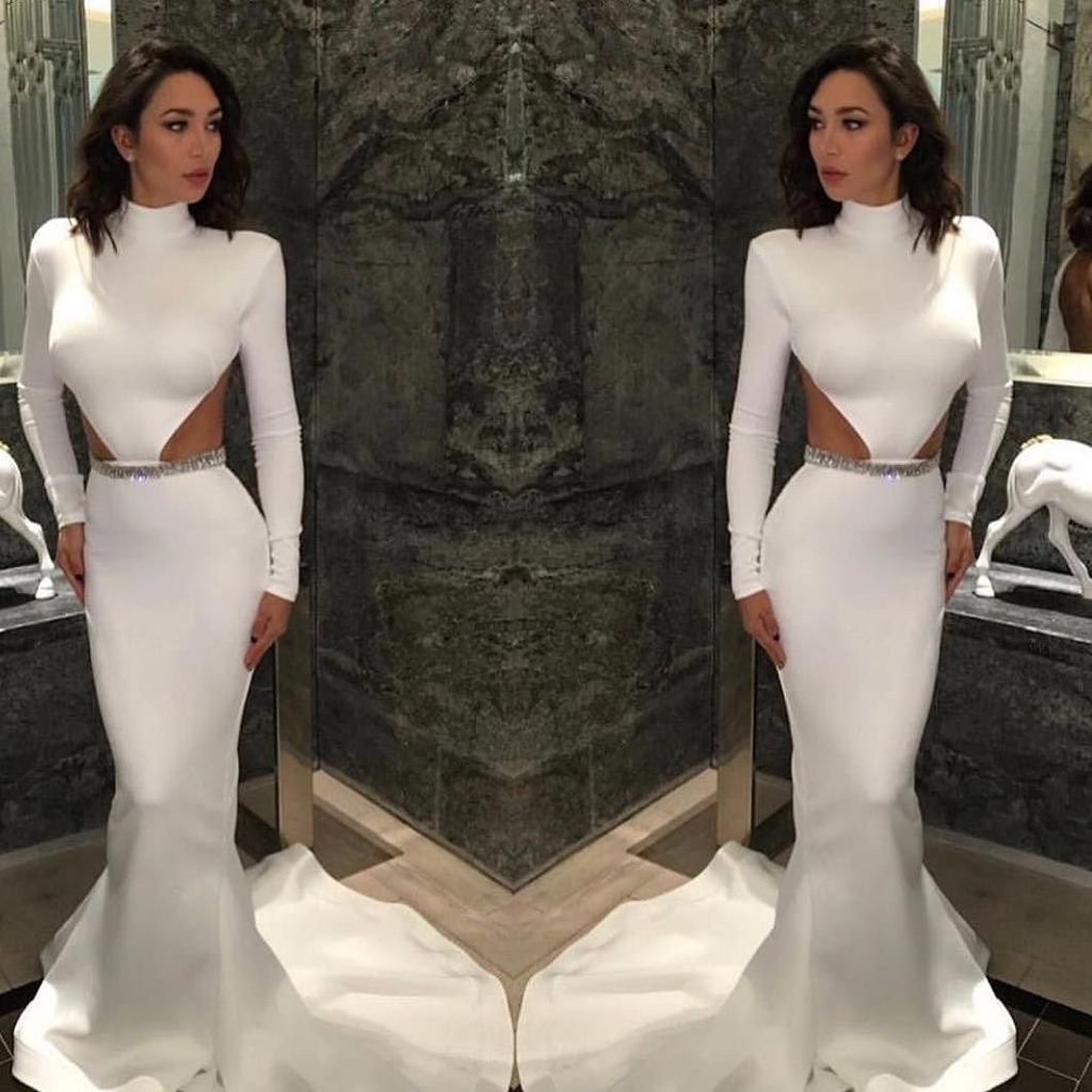 High Neck Long Sleeve Mermaid Formal Evening Dresses Open Waist Sexy Evening Party Dresses Beaded Waist Backless Evening Gowns vestido noiva, White
High Neck Long Sleeve Mermaid Formal Evening Dresses Open Waist Sexy Evening Party Dresses Beaded Waist Backless Evening Gowns vestido noiva, White