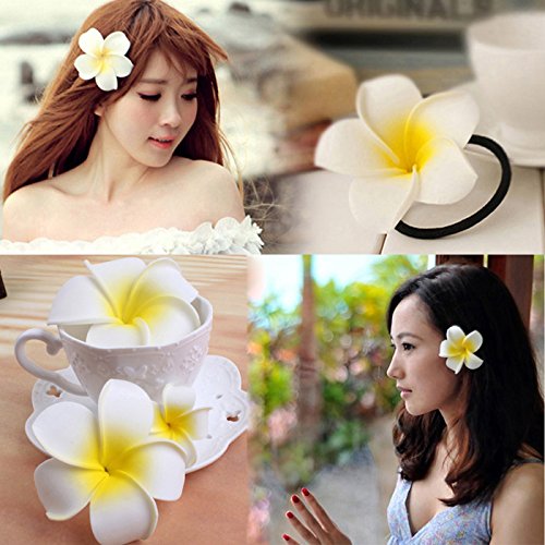 new Wholesale Frangipani hair bands foam hawaiian plumeria flower headband elastic band hair rope girl hair accessories 80pcs/