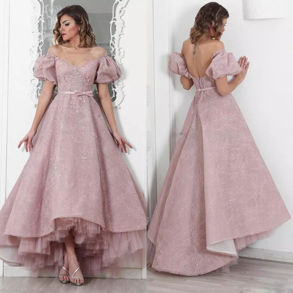 Off The Shoulder Evening Gown With Petticoat Short Sleeve Applique Sash Backless Lace Prom Dresses Fashion High-Low Pretty Evening Dresses, Yellow
Off The Shoulder Evening Gown With Petticoat Short Sleeve Applique Sash Backless Lace Prom Dresses Fashion High-Low Pretty Evening Dresses, Yellow