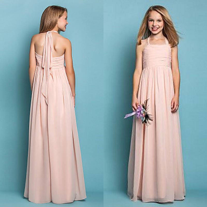 Cheap High Quality Chiffon Junior Bridesmaid Dresses Blush Pink Halter Flower Girl Gowns Wedding Party Guests Long Formal Dresses
Cheap High Quality Chiffon Junior Bridesmaid Dresses Blush Pink Halter Flower Girl Gowns Wedding Party Guests Long Formal Dresses