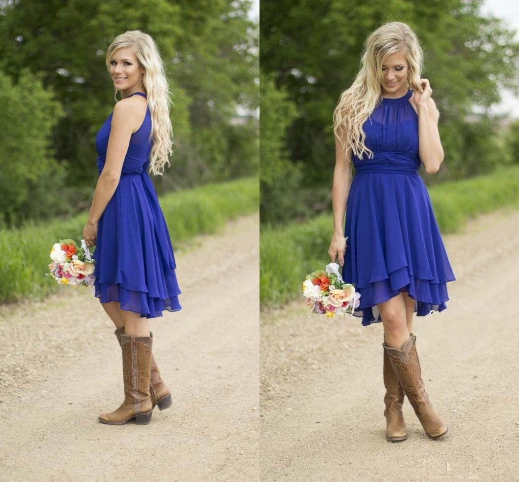 2016 Royal Blue Short Bridesmaid Dresses Knee Length Tiered Chiffon Beach Cheap Party Gowns Maid Of Honor Gowns Custom made
2016 Royal Blue Short Bridesmaid Dresses Knee Length Tiered Chiffon Beach Cheap Party Gowns Maid Of Honor Gowns Custom made