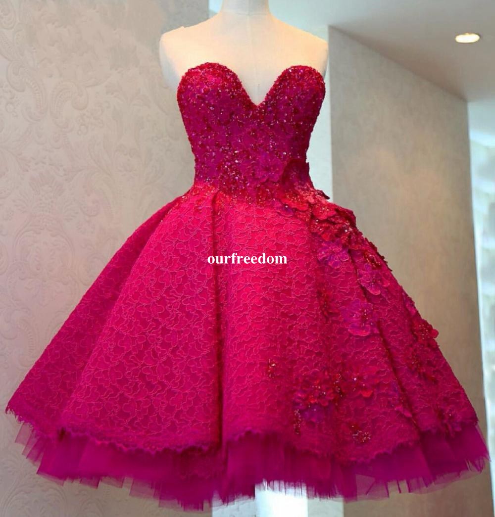 2019 Fuchsia Lace Short Ball Gown Prom Dresses Sweetheart Beaded Crystal Appliques Special Occasion Dresses Formal Evening Dresses Custom, Ivory
2019 Fuchsia Lace Short Ball Gown Prom Dresses Sweetheart Beaded Crystal Appliques Special Occasion Dresses Formal Evening Dresses Custom, Ivory