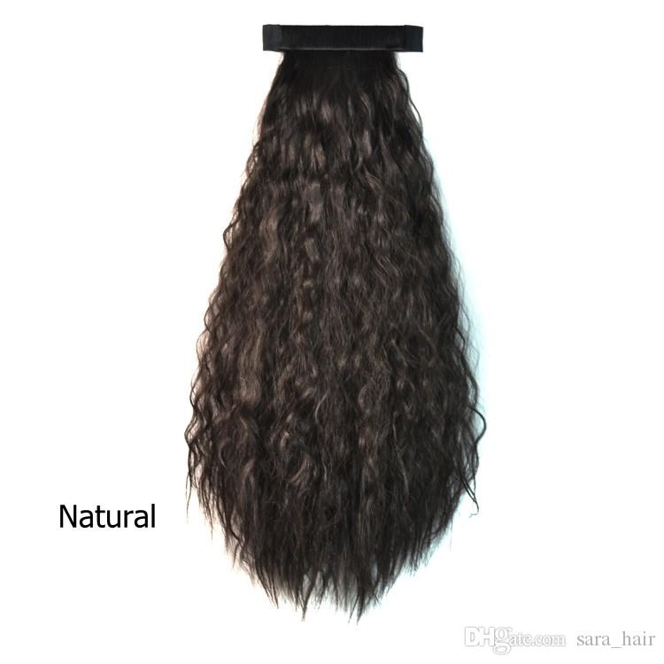#4 brown Kinky curly Pony Tail hairpiece High Quality Human Ponytail Hair Tight Wrap Around Human Hair Ponytail