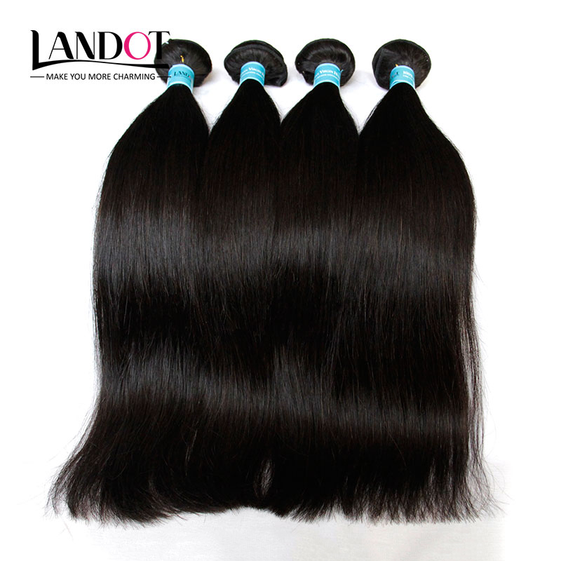 5Pcs Lot Indian Straight Virgin Hair Weaves With Lace Closure Unprocessed Remy Indian Human Hair 4 Bundles And Closures Free/Middle/3 Part