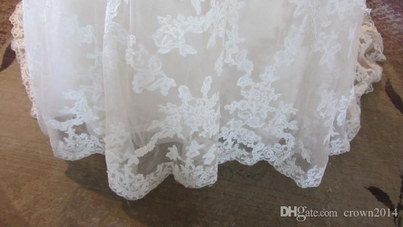 Lace V Neck Beaded Wedding Dress Appliques Backless Crystal Sash A-line Real Picture High Quality Bridal Gowns