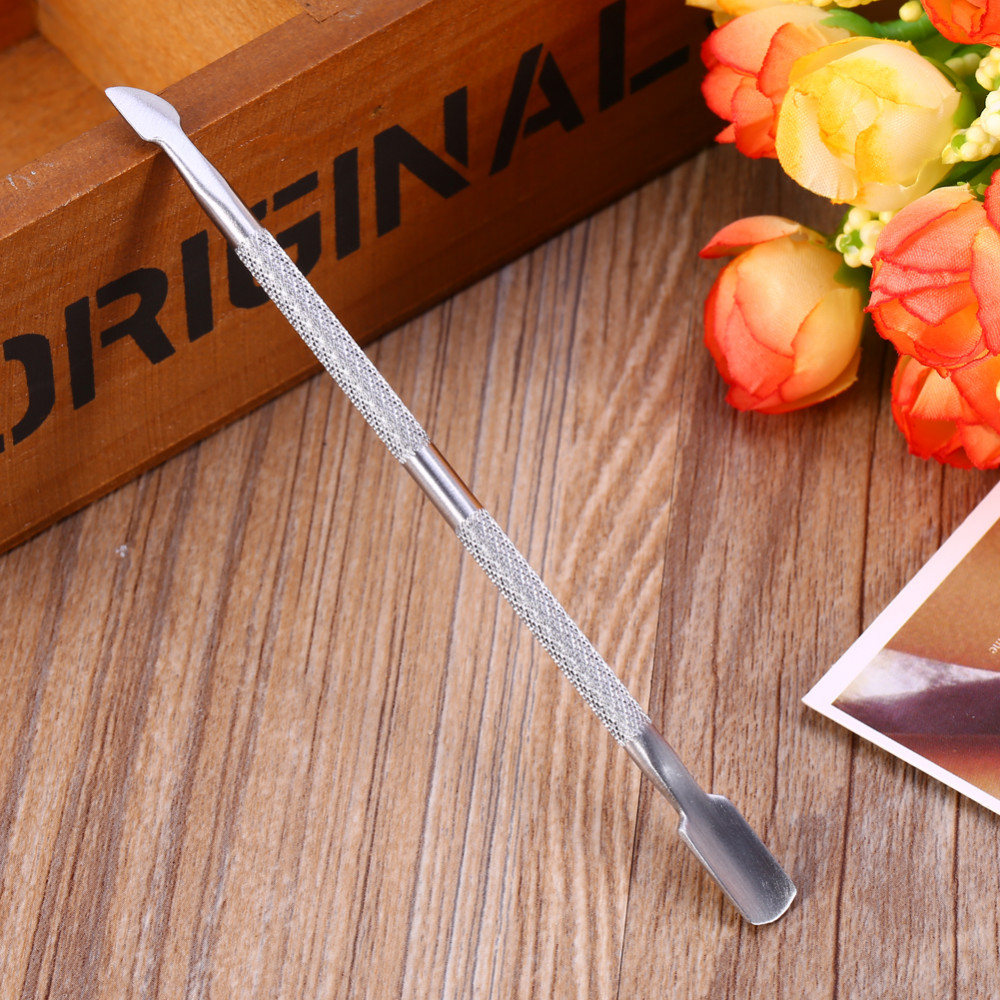 1pcs Nail Art tools Stainless Steel Essential Cuticle 2 Way Spoon Pusher Pedicure Manicure Gift Present Beauty Cuticle Remover