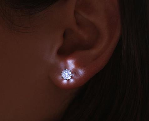 Newest Christmas party light up CZ crystal earrings men women kids dance club LED Luminous Stud Flash Earrings festive event props gift