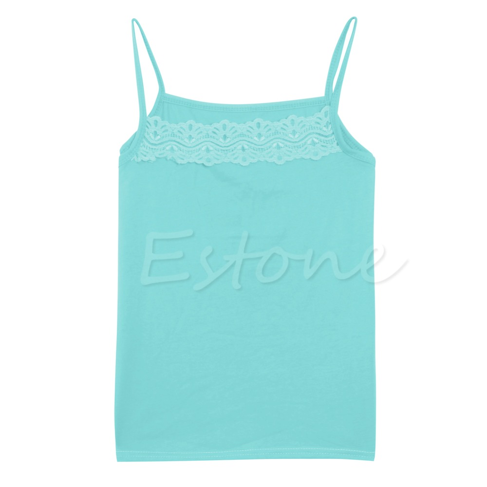 Wholesale-[COCKCON] Women Sleeveless Camisole Basic Stretch Spaghetti Cotton Lace Tank Tops Cami