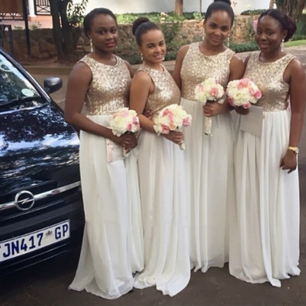 Sparkly Sequins Top Two Tone Bridesmaid Dresses Champagne Ivory Long Formal Wedding Party Maid of Honor Gowns Jewel Neck Sleeveless
Sparkly Sequins Top Two Tone Bridesmaid Dresses Champagne Ivory Long Formal Wedding Party Maid of Honor Gowns Jewel Neck Sleeveless