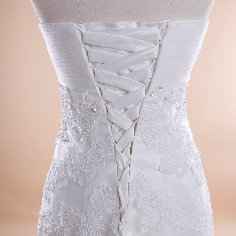 Ruffled Organza Mermaid Wedding Dress With Sweetheart Neckline 2016 Sweep Train Bridal Gowns Lace Up Bride Dresses