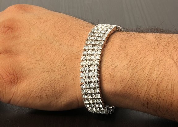 Men Black Gold Silver Finish 4 Row Diamond Tennis Bracelet 8inch Rhinestone Iced Out Hip Hop Bling Bracelets Cool Jewelry