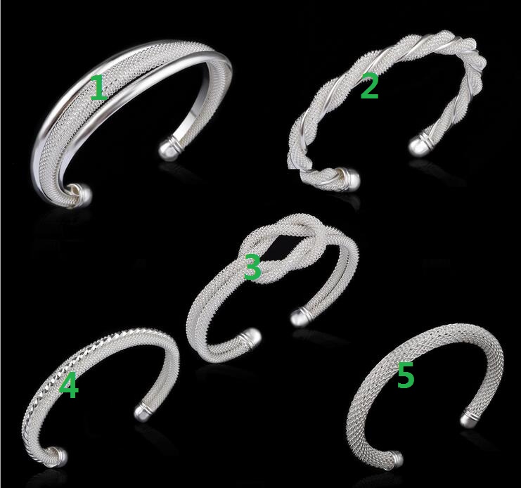 Mix 5 Styles factory price 925 silver Twisted rope Tie mesh charm bangle Fine Noble mesh bracelet Girl / Madam 20pcs/lot
Mix 5 Styles factory price 925 silver Twisted rope Tie mesh charm bangle Fine Noble mesh bracelet Girl / Madam 20pcs/lot