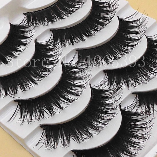 G107 Black Thick False Eyelashes Photo Studio Makeup Eyelash Natural False Eyelashes Dovetail Slim Messy Cross Eyelashes от DHgate WW