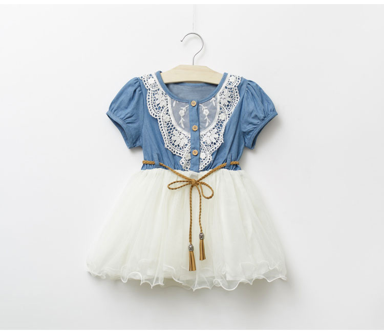 Baby Dress 2016 summer leisure style children girls flower jean dress baby girls cute Lace denim dress kid fashion dress outfits, Blue
Baby Dress 2016 summer leisure style children girls flower jean dress baby girls cute Lace denim dress kid fashion dress outfits, Blue