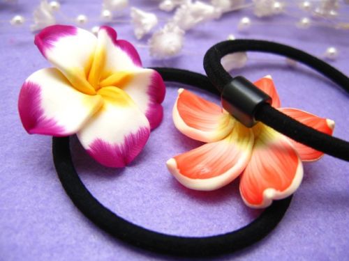 new Wholesale Frangipani hair bands foam hawaiian plumeria flower headband elastic band hair rope girl hair accessories 80pcs/