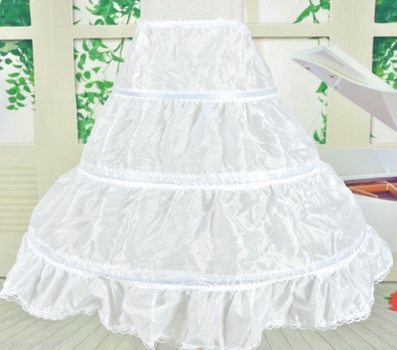 New Elegant Flower Girl 3-Hoop A-Line Crinoline Petticoat Underskirt Children Age 2-14 For Flower Girls pageant Party Dress Adjust size Kids