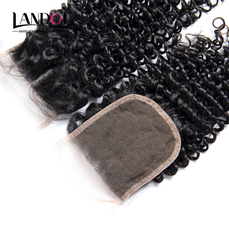 3 Bundles Brazilian Curly Virgin Human Hair Weaves With Closure Unprocessed Brazilian Deep Kinky Curly Hair And Lace Closures Natural Color