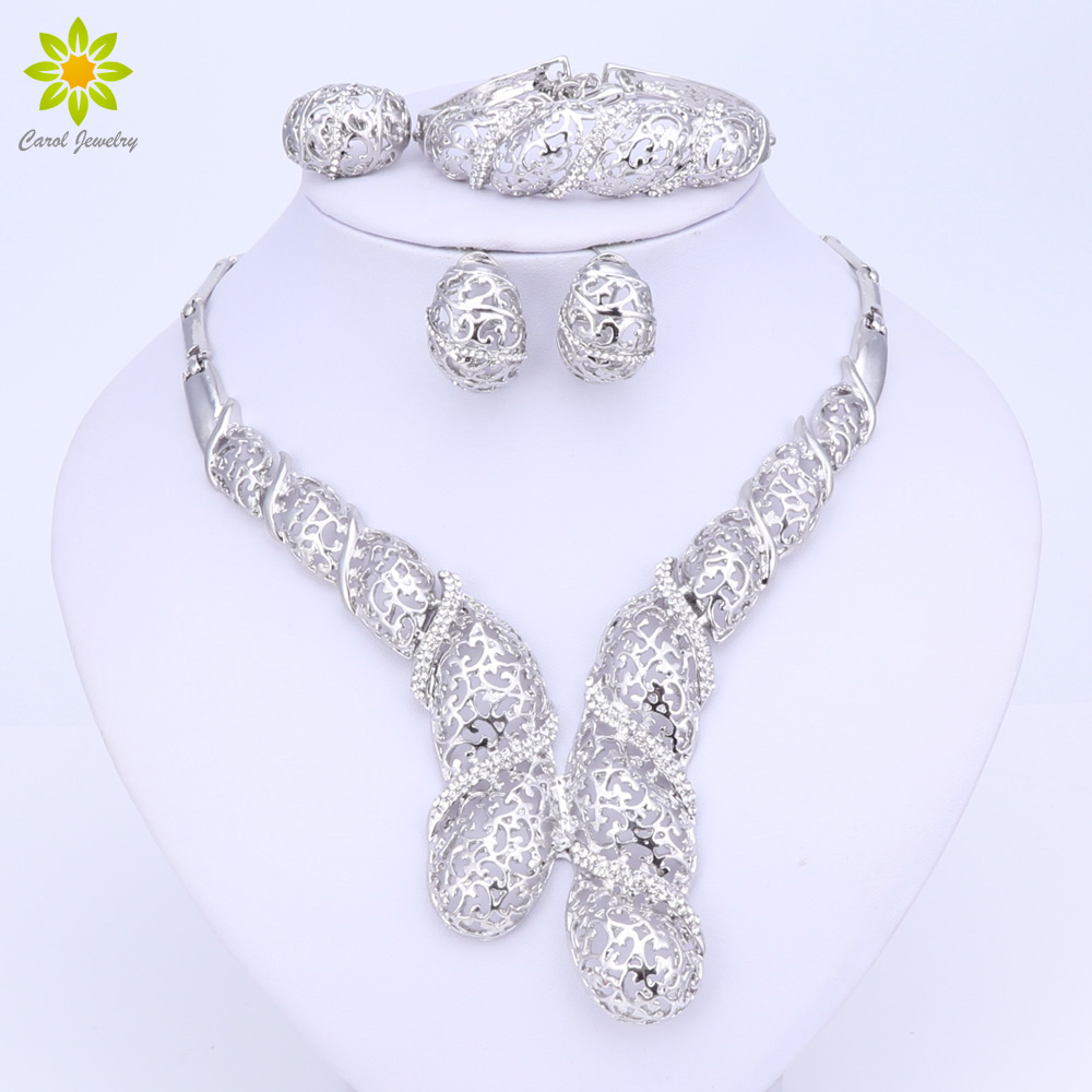 Crystal Jewelry Sets Choker Necklace Earrings Sets For Women Hollow Silver Color Ring Bracelet Anniversary Gift
Crystal Jewelry Sets Choker Necklace Earrings Sets For Women Hollow Silver Color Ring Bracelet Anniversary Gift