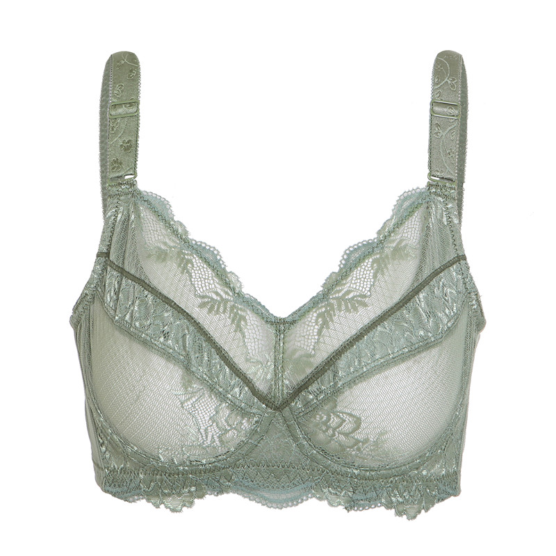 Wholesale-CYHWR Women's Full Coverage Jacquard Non Padded Lace Sheer Underwire Plus Size Bra 34-48 B C D E F G H