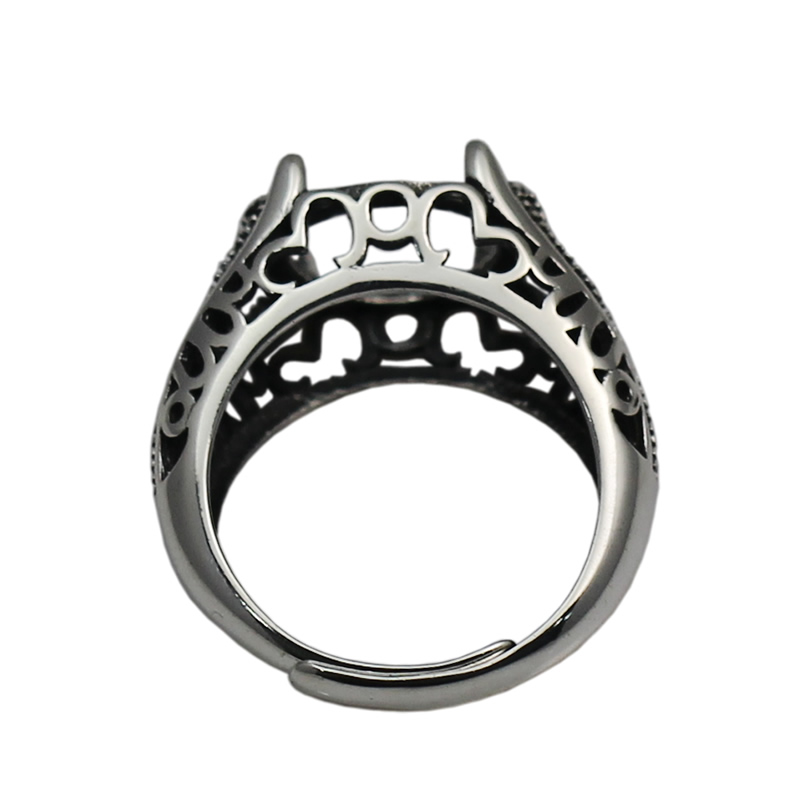 Beadsnice 925 sterling silver filigree ring setting fits 12mm round cabochon antique silver tone handmade rings for woman ID 33760