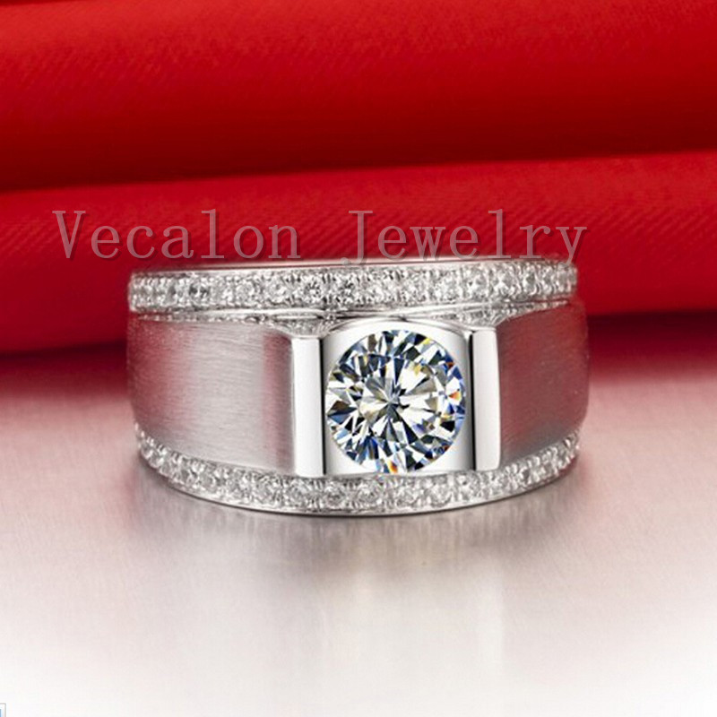 Vecalon 2016 New wedding Band ring for Men 2ct Cz diamond 925 Sterling Silver male Engagement Finger ring fashion Jewelry