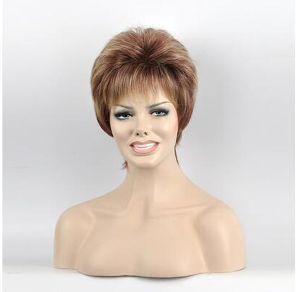 Fashion Short Straight Synthetic Hair Wig for Women's Daily Life Cosplay Brown Blond Mixed