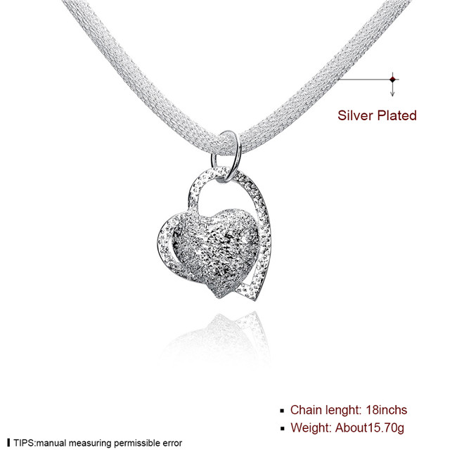 Hot sale Hanging double heart necklace sterling silver plate necklace STSN270,wholesale fashion 925 silver Chains necklace factory direct