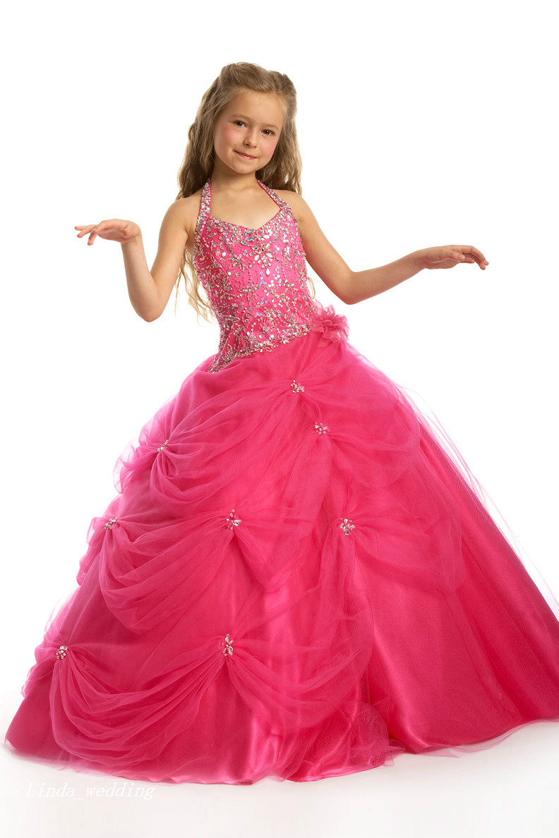 Cute Red Girl's Pageant Dress Princess Ball Gown Party Cupcake Prom Dress For Short Girl Pretty Dress For Little Kid