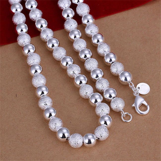 Wholesale 8MM Sand Light Bead Necklace sterling silver necklace STSN086,brand new fashion 925 silver Chains necklace factory sale