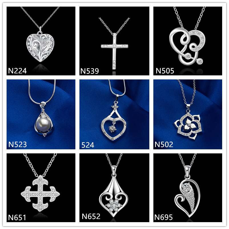 Heart cross shape hollow 925 silver Necklace(with chain) 10 pieces a lot mixed style,women's gemstone sterling silver Pendant Necklace EMP14
Heart cross shape hollow 925 silver Necklace(with chain) 10 pieces a lot mixed style,women's gemstone sterling silver Pendant Necklace EMP14
