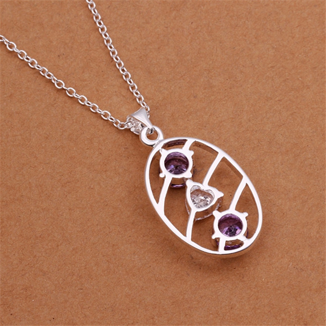 Brand new egg shape pendant necklace multicolor gemstone plated sterling silver necklace STSN331,fashion 925 silver necklace factory sale