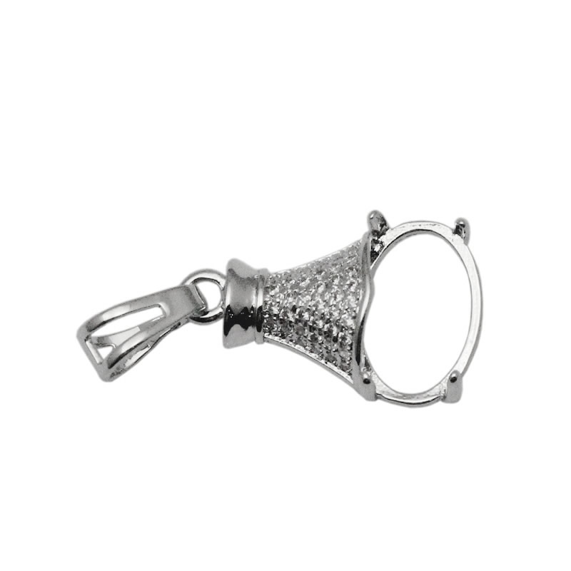 Beadsnice New Arrive 925 Sterling Silver 8x12mm Oval Cameo or Cabochon Pendant Mounting 4-Prong Jewelry Setting ID 34068