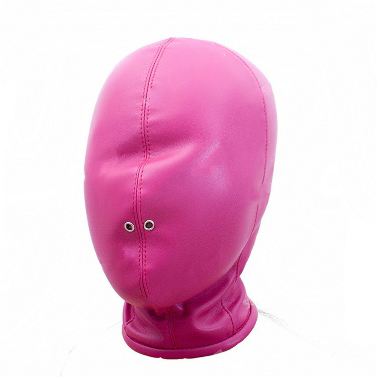 Hot SM fun fuchsia soft PU leather mask full face mask penalty set bondage toys hood couple flirting adult products