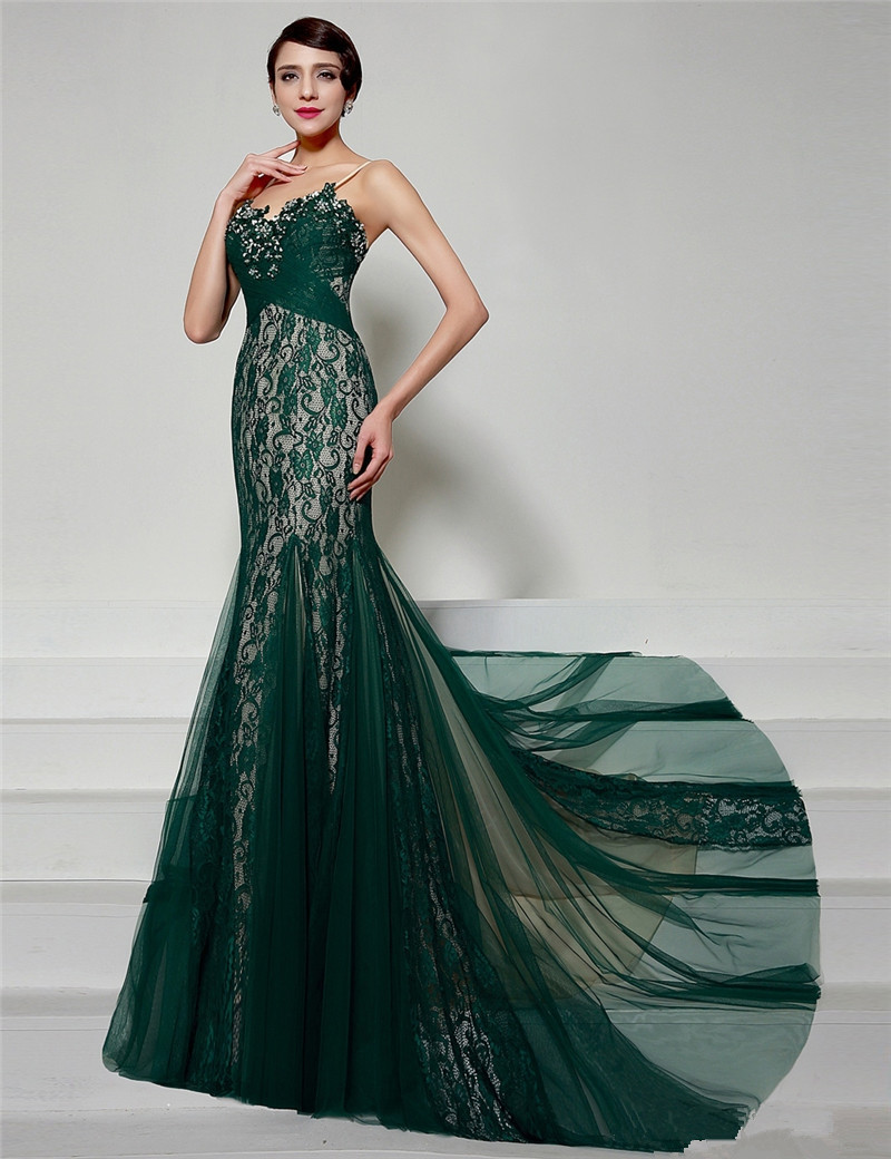 2017 Sexy Crystal Lace Mermaid Formal Evening Dresses With Sweetheart Appliques Floor-Length Plus Size Prom Party Celebrity Gowns BE16