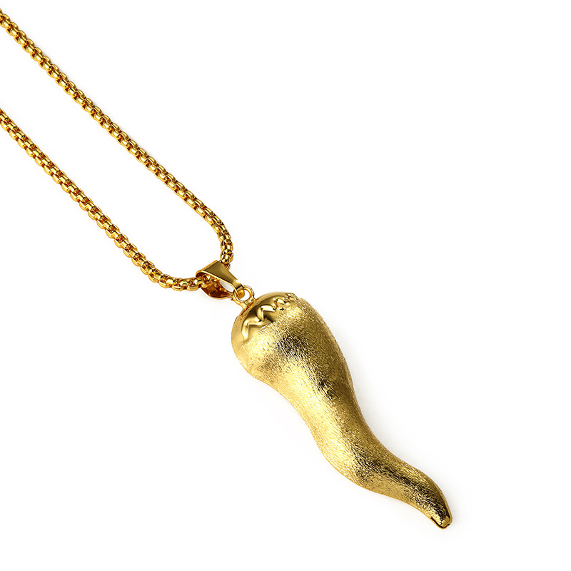 Latest Design Men Plating Vacuum Pepper Shaped Pendant Necklaces Filling Pieces Mens 18k Gold Chain Hip Hop Necklace
Latest Design Men Plating Vacuum Pepper Shaped Pendant Necklaces Filling Pieces Mens 18k Gold Chain Hip Hop Necklace