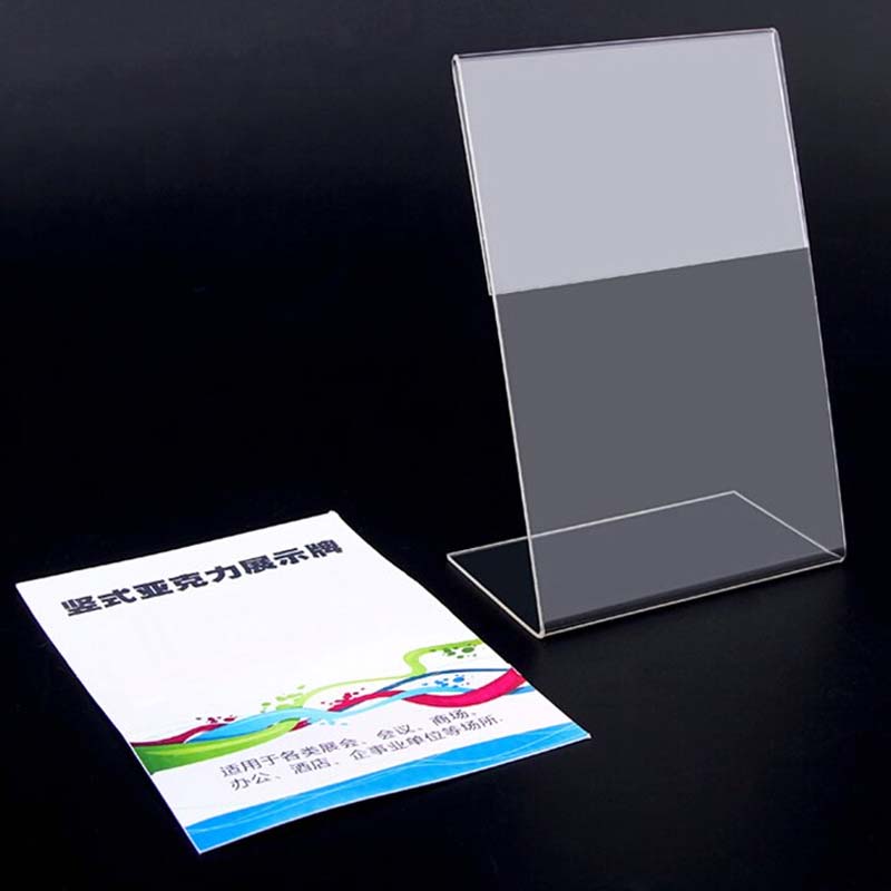 New 10pcs/lot High Quality Clear 6x9cm L Shape Acrylic Table Sign Price Tag Label Display Paper Promotion Card Holder Papelaria
