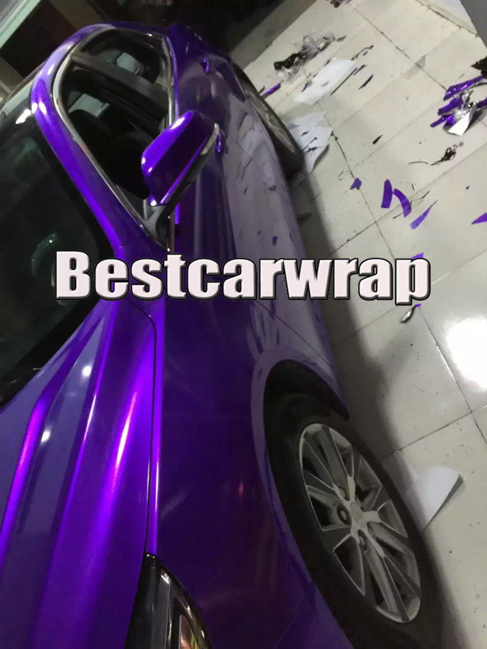Premium Candy Gloss Midnight Purple Vinyl Wrap Car Wrap With Air Bubble Free Glossy Metallic Purple Candy Wrap Film Size:1.52*20M/Roll