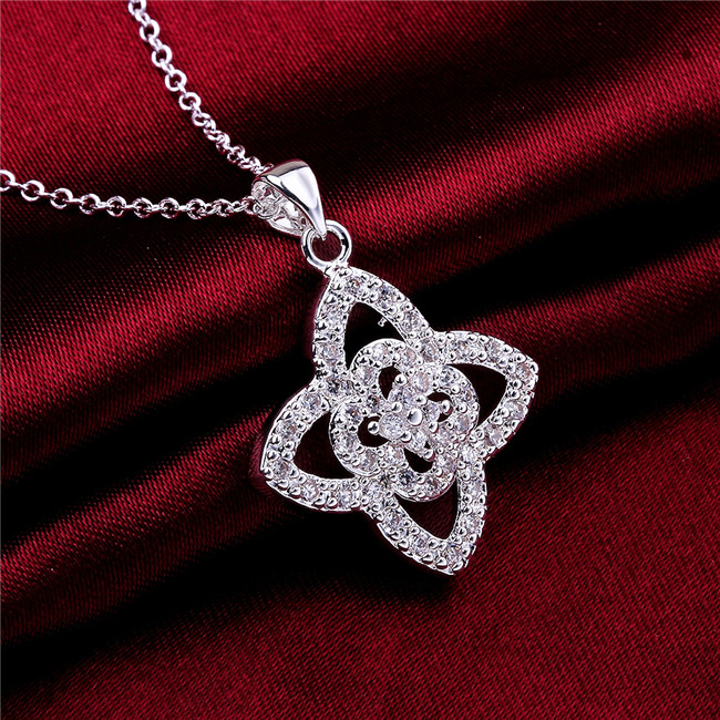 Brand new Angel wings Pendant Necklace white gemstone sterling silver plate necklace STSN674,fashion 925 silver necklace factory direct sale