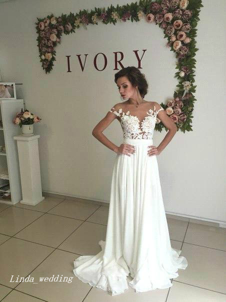 Elegant White Boho Wedding Dresses High Quality Chiffon Applique Long Slit Summer Beach Bohemian Women Wear Bridal Party Gowns Plus Size