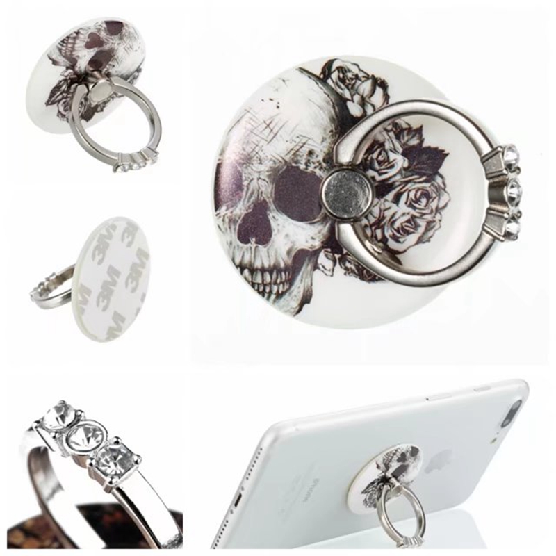 

360 Degree Finger Ring Bling Diamond Mobile Phone Stand Holder For iPhone 13 12 11 X 8 7 Note 20 S22 S21 S20 S10 Tablet IPAD Ipod 7 Skull Marble Flower Rhinestone Metal Ring, Choose the designs you want
