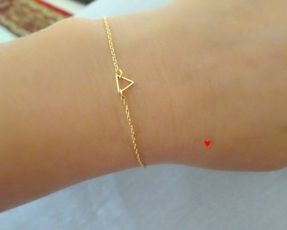 10PCS- B029 Tiny Open Triangle Bracelets Chevron Triangle Outline Bracelet Simple Hollow Line Geometric V Bracelets for Women