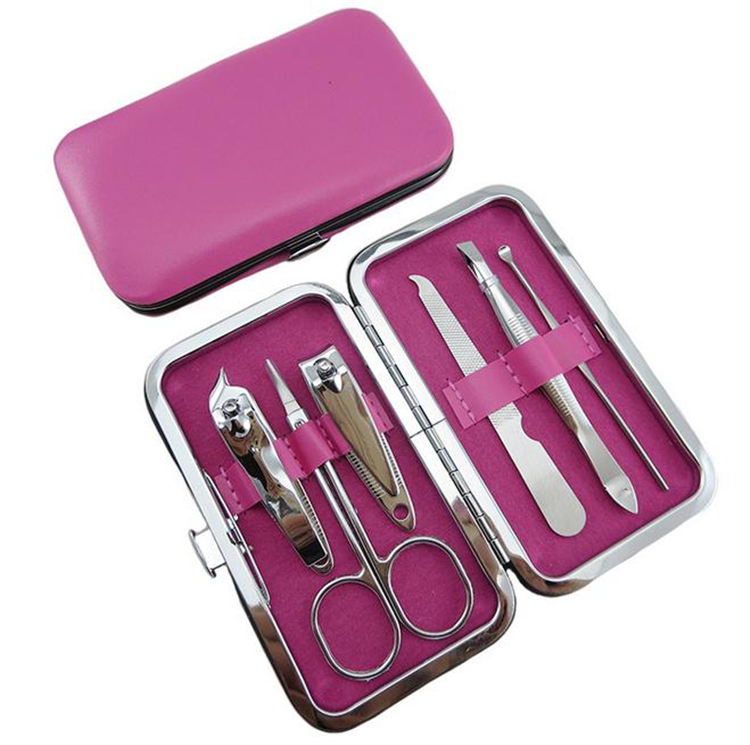 New 7 pcs /set Nail Tools Stainless Steel Manicure Pedicure Set Nail Clippers Scissors Kit Leather Case manicure set 2918